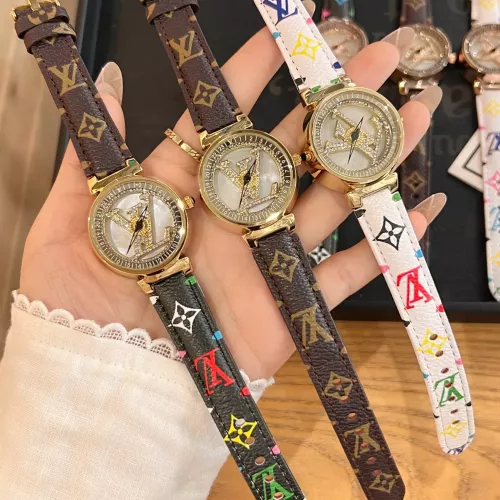 Replica Louis Vuitton Watches In Gold For Women #1369123 $36.00 USD for Wholesale