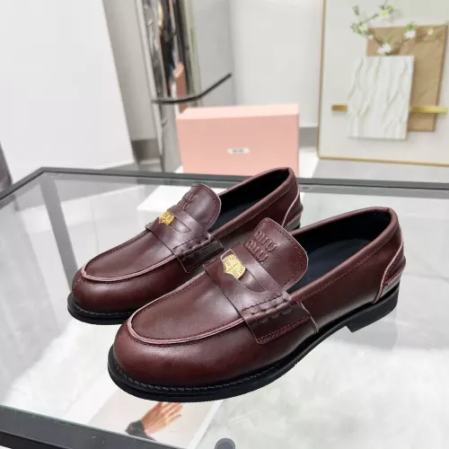 MIU MIU Leather Shoes For Women #1381080 $102.00 USD, Wholesale Replica MIU MIU Leather Shoes