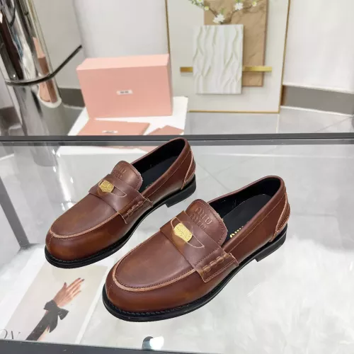 MIU MIU Leather Shoes For Women #1381081 $102.00 USD, Wholesale Replica MIU MIU Leather Shoes