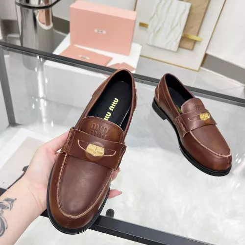 Replica MIU MIU Leather Shoes For Women #1381081 $102.00 USD for Wholesale