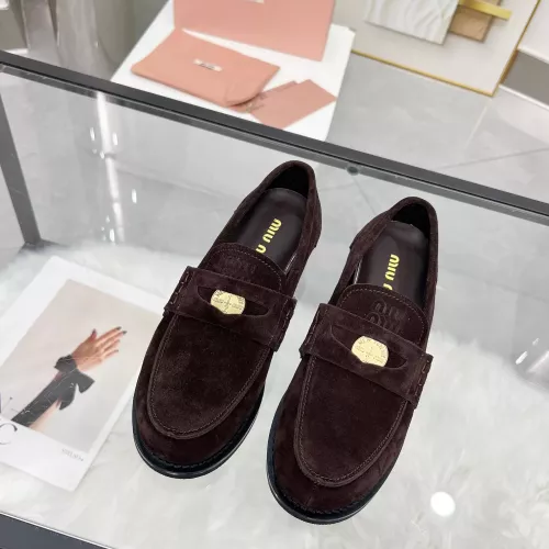 Replica MIU MIU Leather Shoes For Women #1381084 $102.00 USD for Wholesale