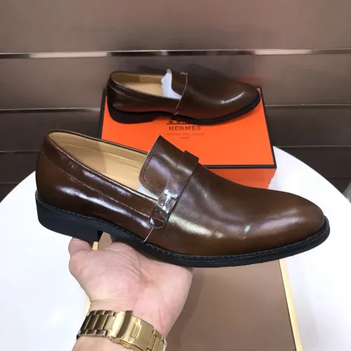 Replica Hermes Leather Shoes For Men #1399386 $100.00 USD for Wholesale