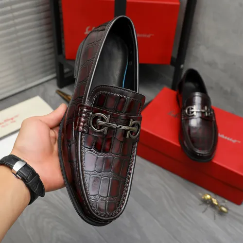 Replica Salvatore Ferragamo Leather Shoes For Men #1408685 $85.00 USD for Wholesale