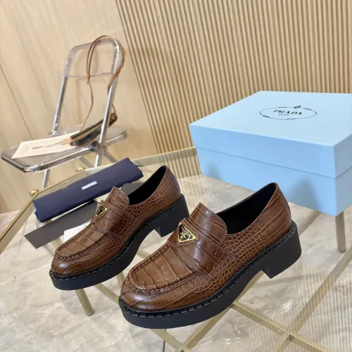 Prada Leather Shoes For Women #1408701 $100.00 USD, Wholesale Replica Prada Leather Shoes
