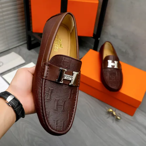 Replica Hermes Leather Shoes For Men #1408722 $82.00 USD for Wholesale