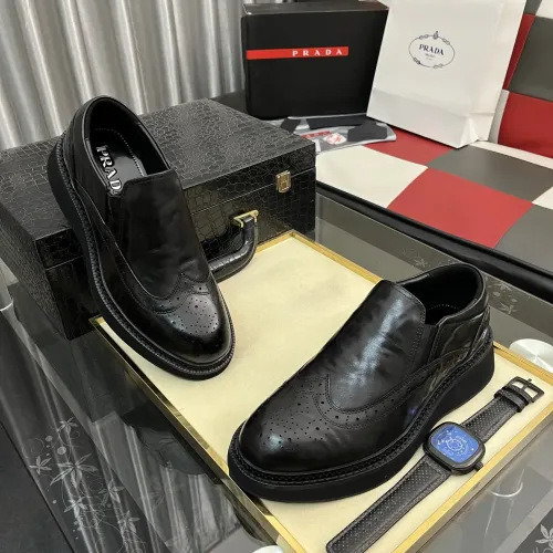 Replica Prada Leather Shoes For Men #1408768 $115.00 USD for Wholesale