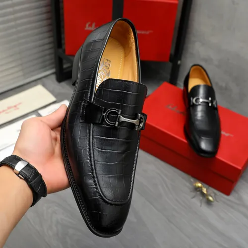Replica Salvatore Ferragamo Leather Shoes For Men #1416555 $88.00 USD for Wholesale