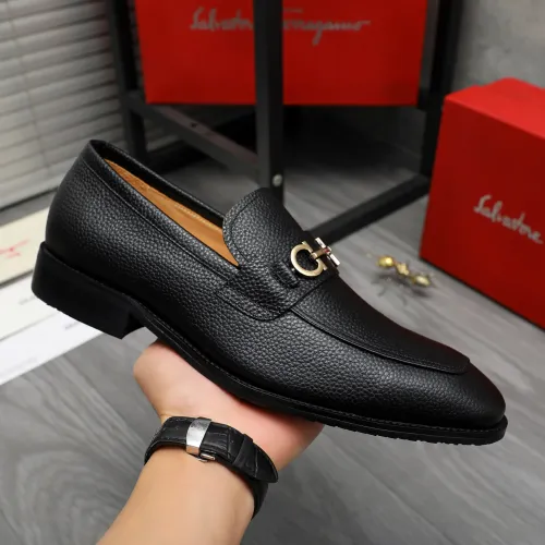 Replica Salvatore Ferragamo Leather Shoes For Men #1416557 $88.00 USD for Wholesale