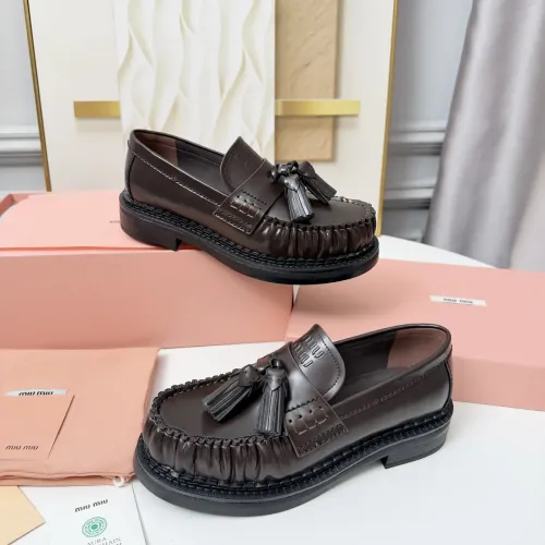 MIU MIU Leather Shoes For Women #1417426 $108.00 USD, Wholesale Replica MIU MIU Leather Shoes