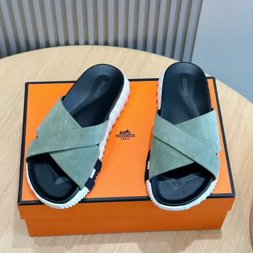 Replica Hermes Slippers For Men #1433974 $64.00 USD for Wholesale