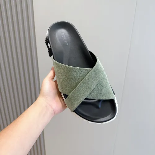 Replica Hermes Slippers For Men #1433974 $64.00 USD for Wholesale