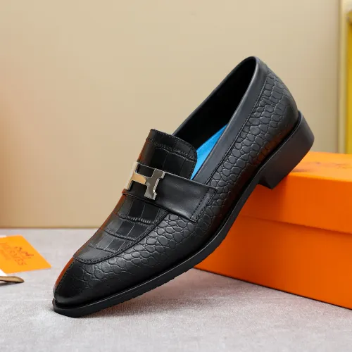 Replica Hermes Leather Shoes For Men #1434145 $88.00 USD for Wholesale