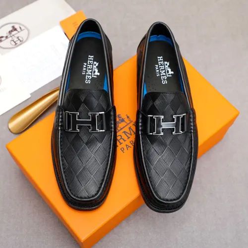 Replica Hermes Leather Shoes For Men #1434146 $92.00 USD for Wholesale