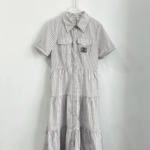 MIU MIU Dresses Short Sleeved For Women #1440073 $80.00 USD, Wholesale Replica MIU MIU Dresses