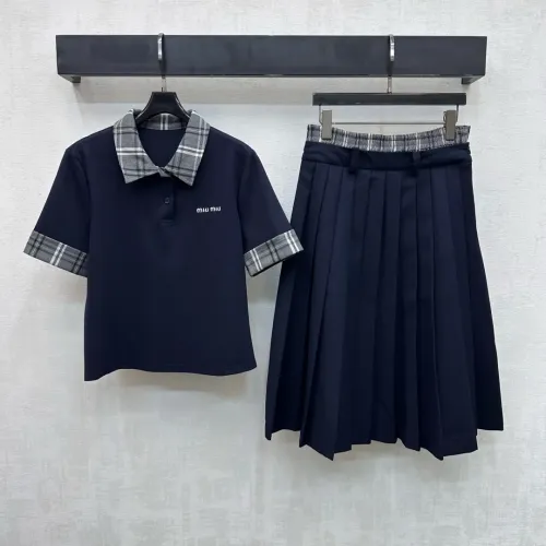 MIU MIU Tracksuits Short Sleeved For Women #1444398 $122.00 USD, Wholesale Replica MIU MIU Tracksuits