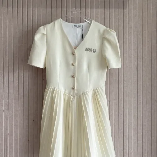 MIU MIU Dresses Short Sleeved For Women #1452535 $80.00 USD, Wholesale Replica MIU MIU Dresses