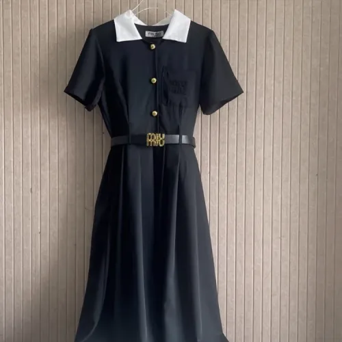 MIU MIU Dresses Short Sleeved For Women #1452536 $80.00 USD, Wholesale Replica MIU MIU Dresses