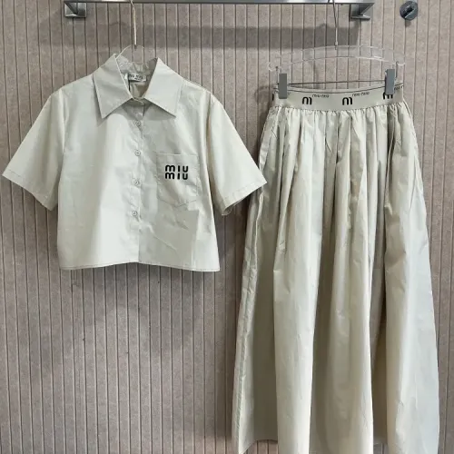 MIU MIU Tracksuits Short Sleeved For Women #1452547 $80.00 USD, Wholesale Replica MIU MIU Tracksuits