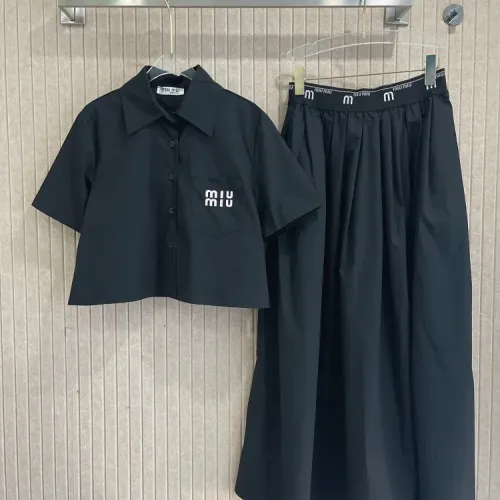 MIU MIU Tracksuits Short Sleeved For Women #1452548 $80.00 USD, Wholesale Replica MIU MIU Tracksuits