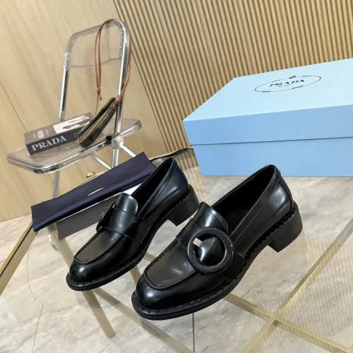 Prada Leather Shoes For Women #1453198 $100.00 USD, Wholesale Replica Prada Leather Shoes