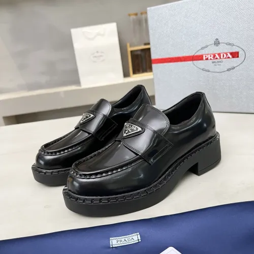 Prada Leather Shoes For Women #1455235 $98.00 USD, Wholesale Replica Prada Leather Shoes