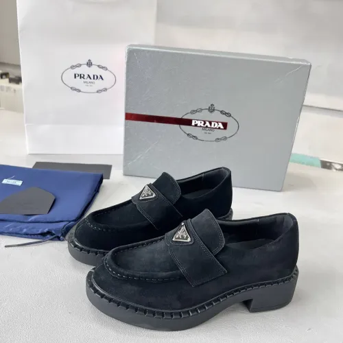 Prada Leather Shoes For Women #1455237 $98.00 USD, Wholesale Replica Prada Leather Shoes