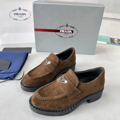 Prada Leather Shoes For Women #1455241 $98.00 USD, Wholesale Replica Prada Leather Shoes